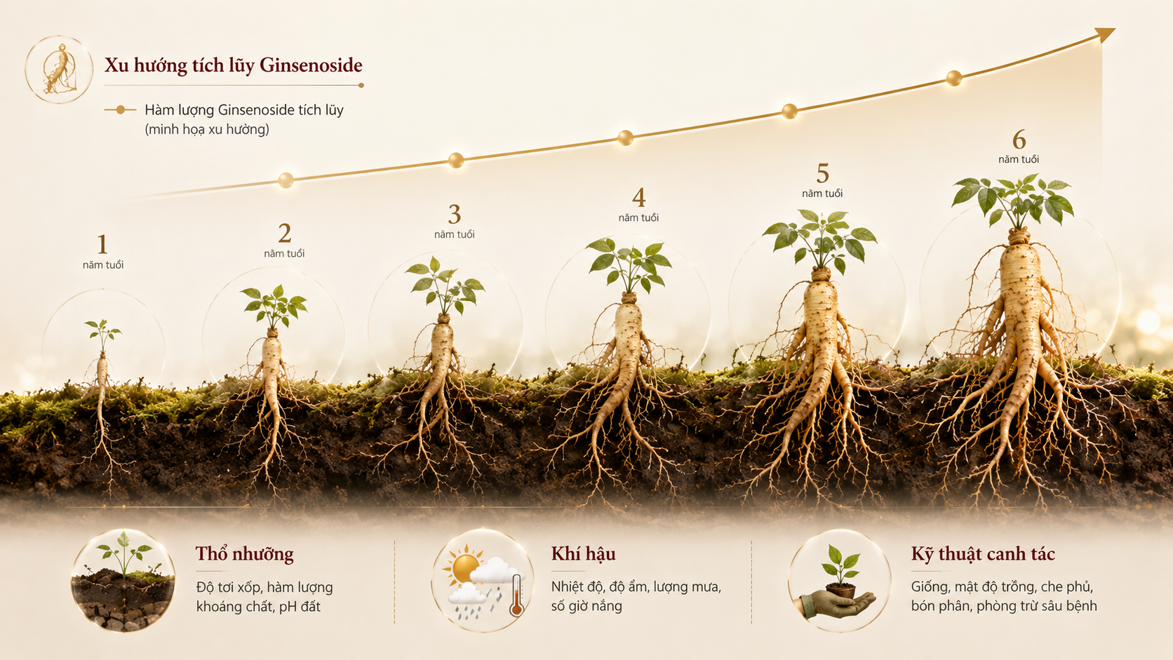 hàm lượng ginsenoside tích luỹ theo tuổi sâm