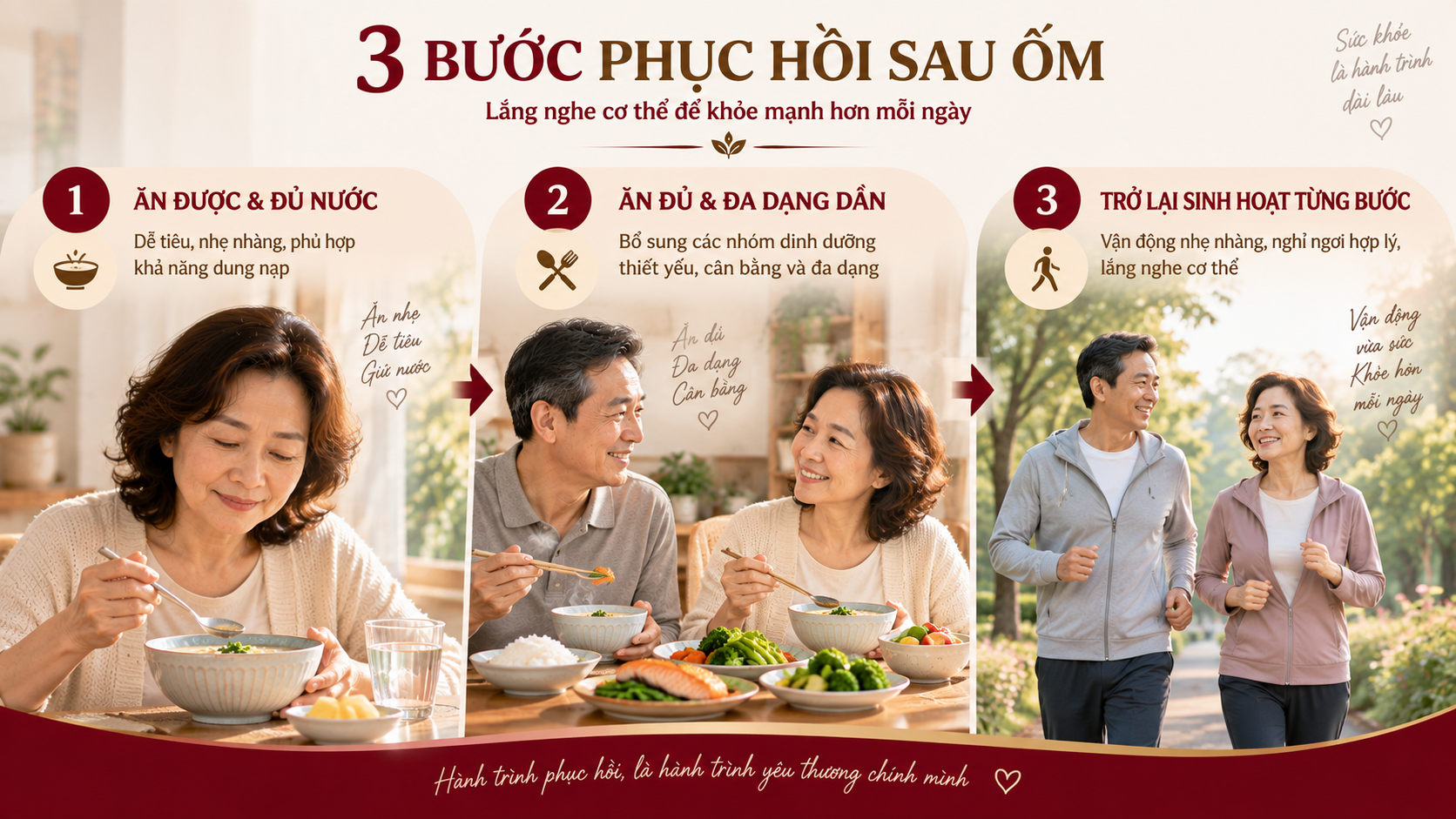 3 bước phục hồi sau ốm từ ăn uống đến trở lại sinh hoạt