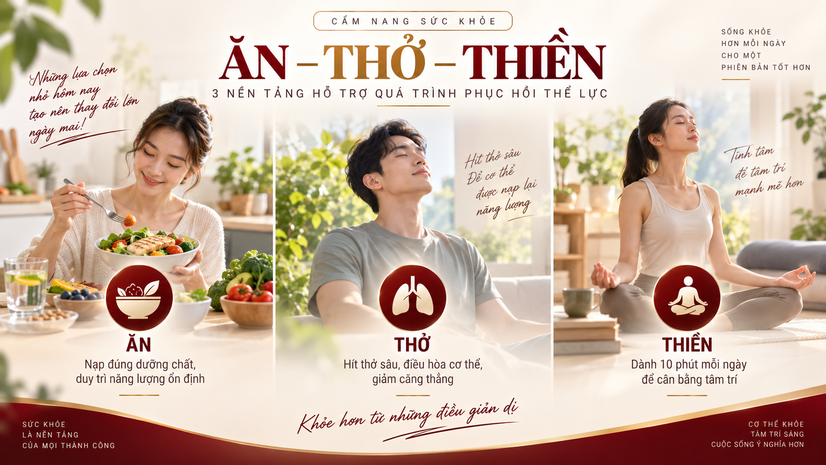 phác đồ ăn thở thiền phục hồi thể lực toàn diện