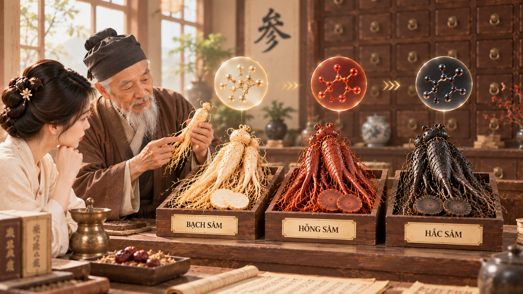 bạch sâm hồng sâm hắc sâm khác nhau thế nào