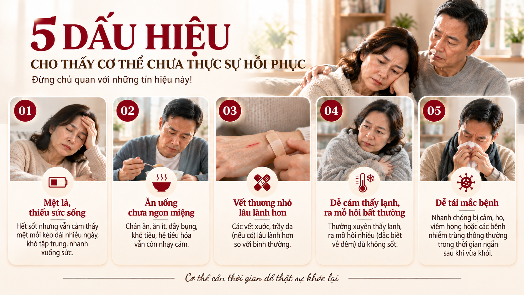 dấu hiệu cơ thể chưa phục hồi hoàn toàn sau ốm