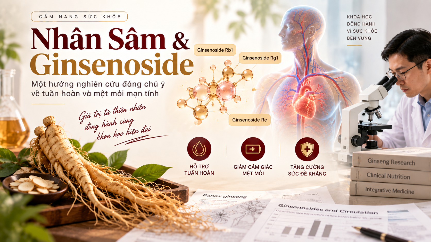 nghiên cứu về nhân sâm ginsenoside và tuần hoàn mệt mỏi mạn tính