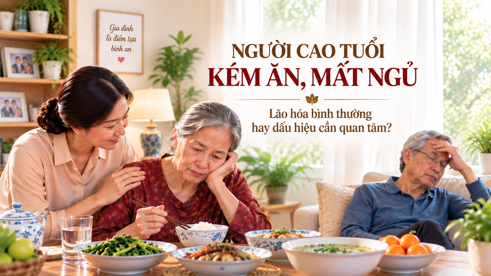 người già kém ăn mất ngủ dấu hiệu lão hóa